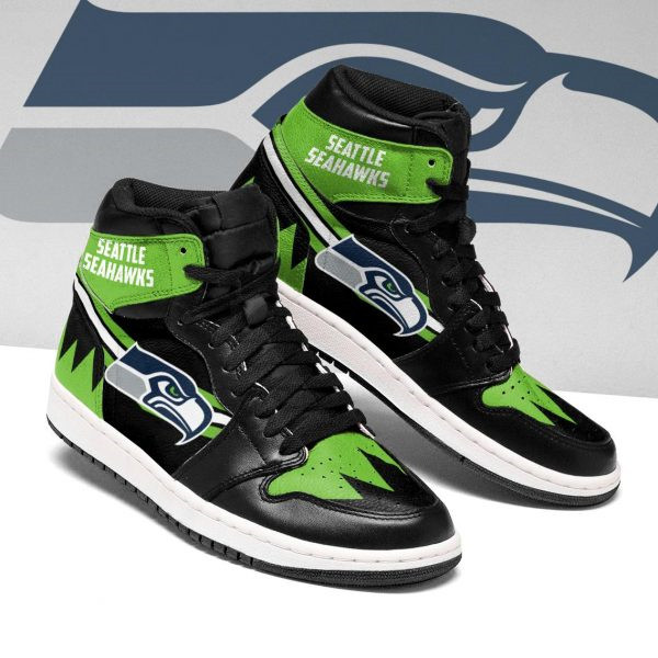 Men's Seattle Seahawks AJ High Top Leather Sneakers 003